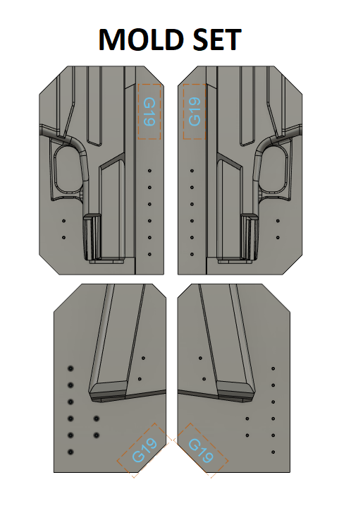 TWO PIECE SIDECAR MOLD SETS