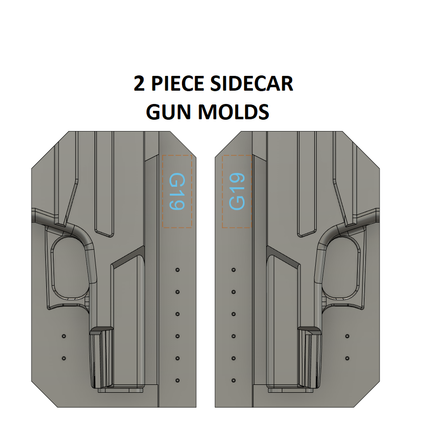 TWO PIECE SIDECAR MOLD SETS
